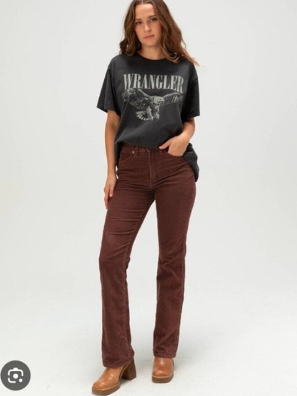 Wrangler High Rise Boot Jeans In Chocolate Brown 31x32